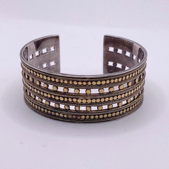 Anna Beck Sterling Silver Open Cuff with Gold Vermeil Dots - Picture 3 of 6